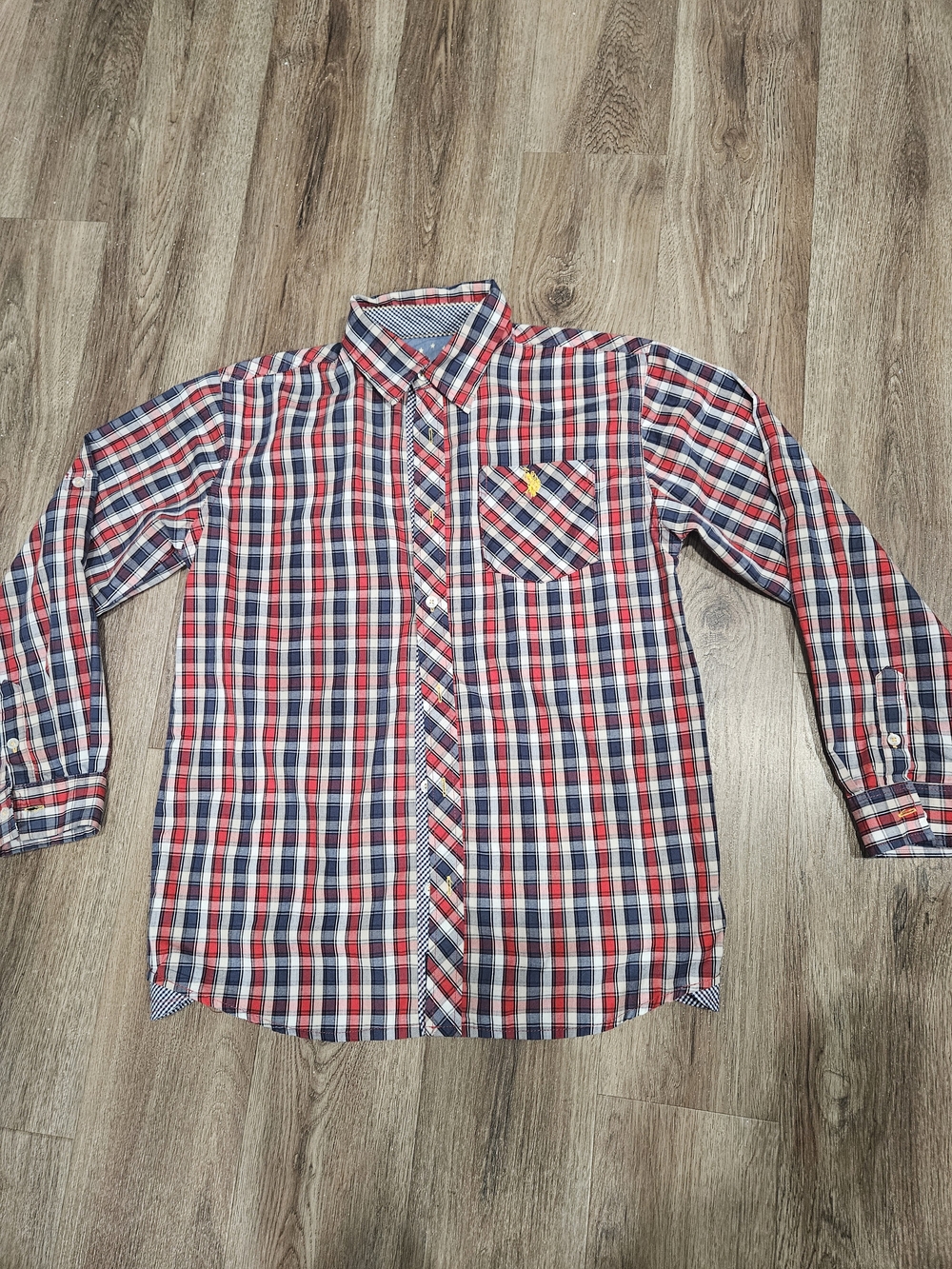 U.S. Polo Assn. Red, Blue & White Plaid Button-Down Shirt